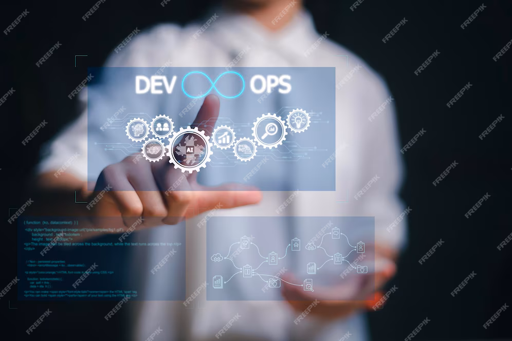 Illustration of DevOps professionals working with CI/CD, cloud computing, and automation tools, showcasing IT roles transitioning into DevOps careers.
