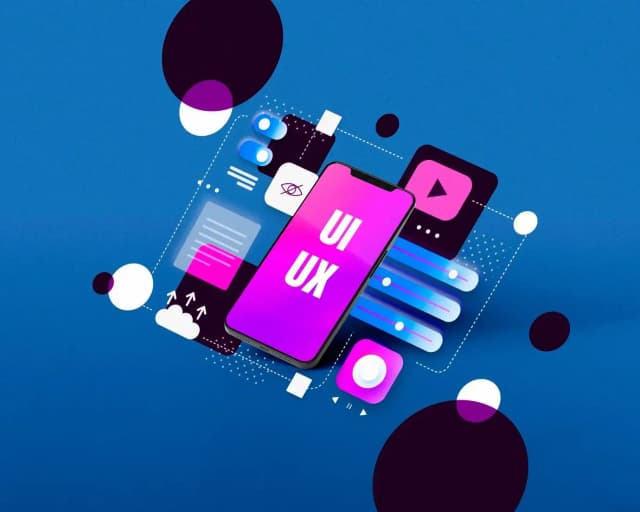 Illustration comparing UI and UX design, showing a user-friendly interface (UI) and an intuitive user experience (UX) working together for a seamless digital product